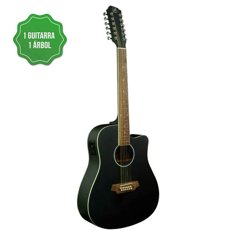 Guitarra Electroacústica Bamboo Docerola Mahogany Black 42"- Bridge Doctor + Incluye Funda Acolchada