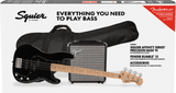 Paquete Bajo Eléctrico Squier Affinity Series Precision Bass PJ Pack, Maple Fingerboard, Black, Funda, Rumble 15