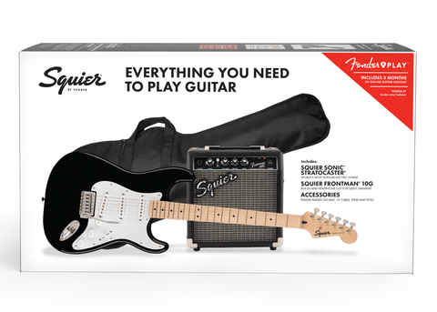 Paquete Guitarra Eléctrica Squier Sonic Stratocaster, Black