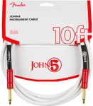 Cable Fender John 5 , White and Red, 3m