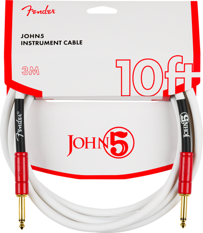 Cable Fender John 5 , White and Red, 3m