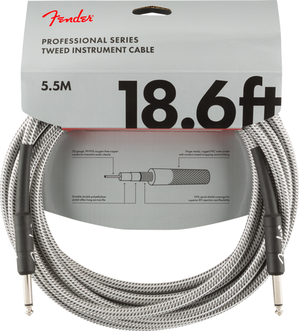 Cable Fender Professional Series, 18.6', White Tweed (5.5m)