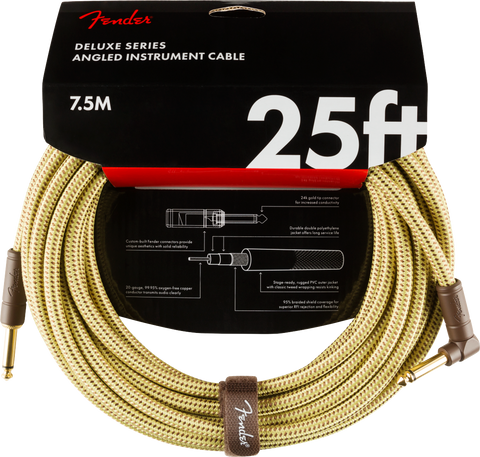 Cable Fender Deluxe Series, ángulo/ recto, 7.5m, Tweed