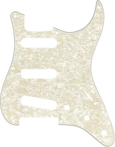 Pickguard, Stratocaster S/S/S, 11-Hole Mount, Aged White Pearl, 4-Ply