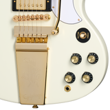 Guitarra Eléctrica Epiphone Les Paul SG Custom con Maestro Vibrola, Classic White, Inspired by Gibson Custom