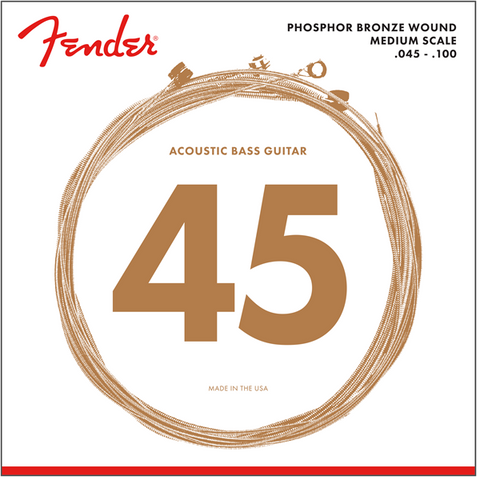 Cuerdas Fender 7060 Acoustic Bass Strings, Phosphor Bronze, .45-.100 Gauges