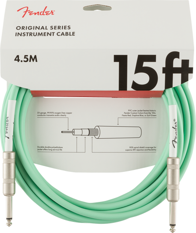 Cable Fender (4.5m) Original Series Instrument Cable, 15', Surf Green