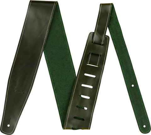 Tahalí Fender Broken-In Leather Strap, Green 2.5"
