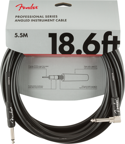 Cable Fender Professional Series Instrument Cable, Straight/Angle, 5.5m, Black