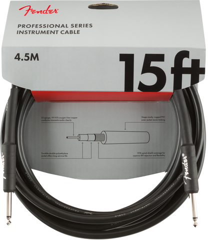 Cable Fender Professional Series Instrument Cable, Straight/Straight, 4.5m, Black