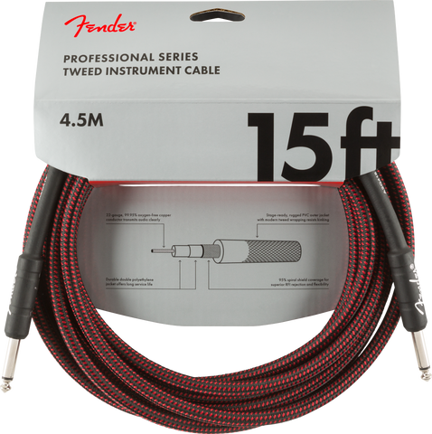 Professional Series Instrument Cable, 15', Red Tweed (4.5m)