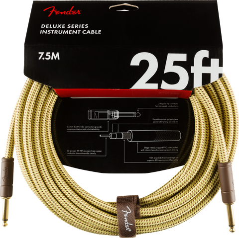 Cable Deluxe Series Instrument Cable, Straight/Straight, 25', Tweed