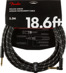 Deluxe Series Instrument Cable, Straight/Angle, 18.6', Black Tweed