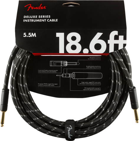 Deluxe Series Instrument Cable, Straight/Straight, 18.6', Black Tweed