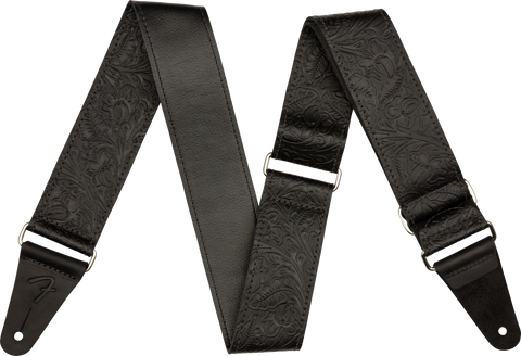 Tahalí Fender Tooled Leather Guitar Strap, 2", Black