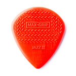 Paquete de Plumillas Dunlop Max Grip Jazz III Nylon ROJO 24pzs